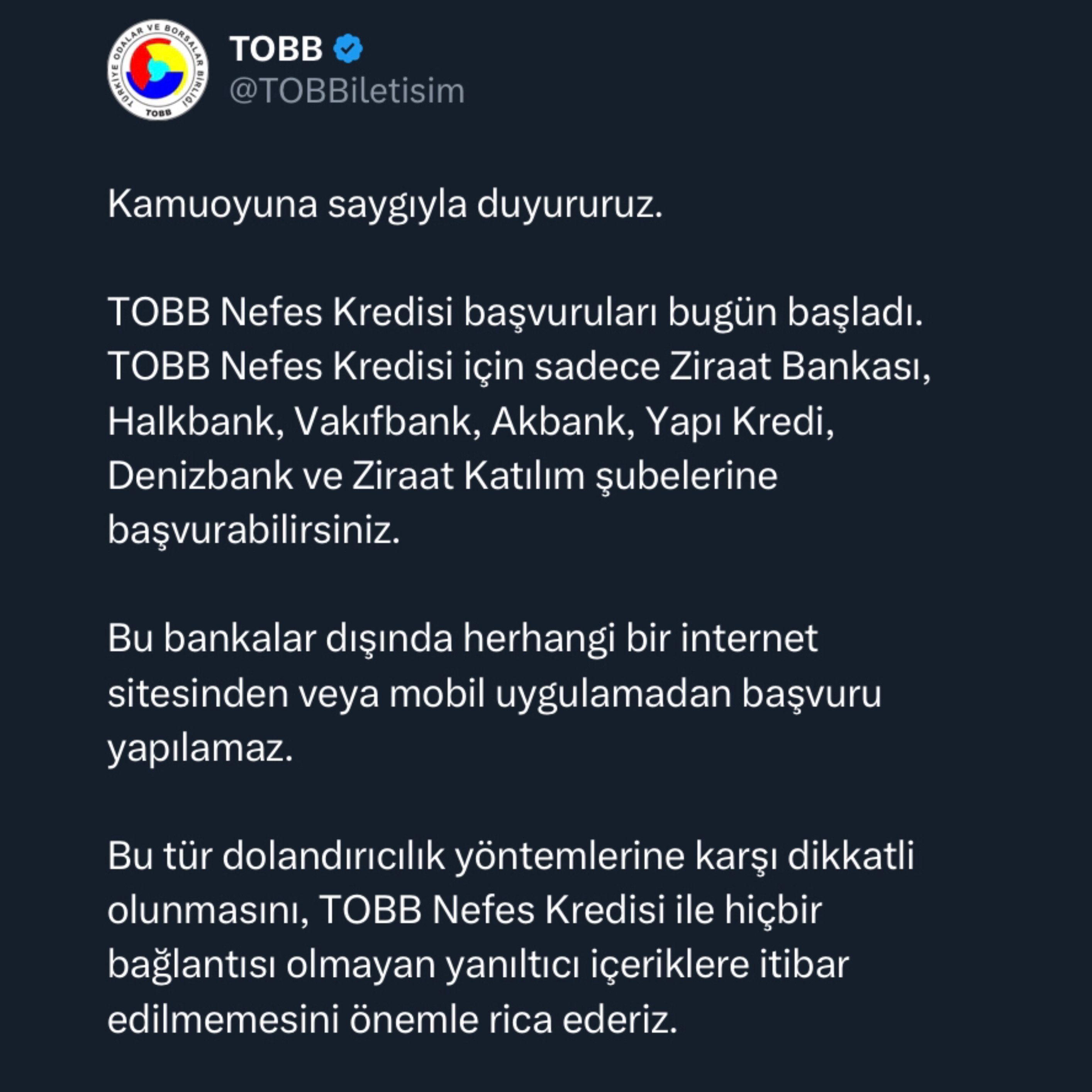 TOBB Nefes Kredisi