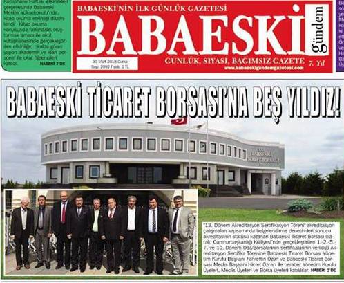 BABAESKİ TİCARET BORSASI 5  YILDIZLI!!!